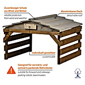 Dobar Mähroboter-Garage (L x B x H: 78,5 x 74 x 52,5 cm, Grau/Braun, Holz) | BAUHAUS