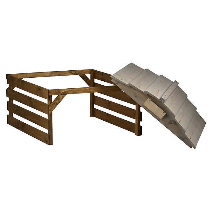 Dobar Mähroboter-Garage (L x B x H: 78,5 x 74 x 52,5 cm, Grau/Braun, Holz) | BAUHAUS