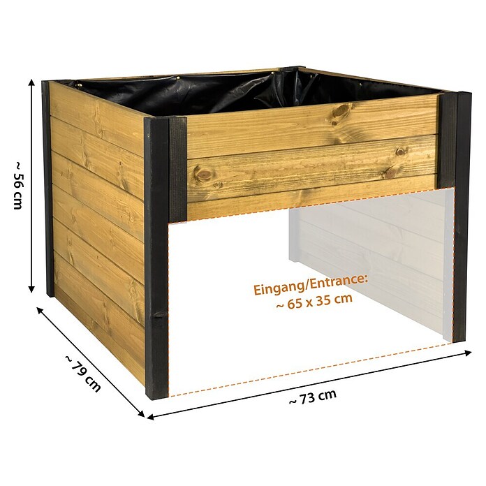 Dobar Mähroboter-Garage (L x B x H: 73 x 79 x 56 cm, Schwarz/Braun, Holz) | BAUHAUS