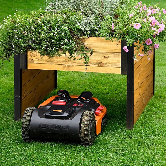 Dobar Mähroboter-Garage (L x B x H: 73 x 79 x 56 cm, Schwarz/Braun, Holz) | BAUHAUS