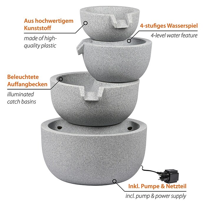Dobar Gartenbrunnen Rama (51 x 46,5 x 75,5 cm, Kunststoff, Steingrau) | BAUHAUS