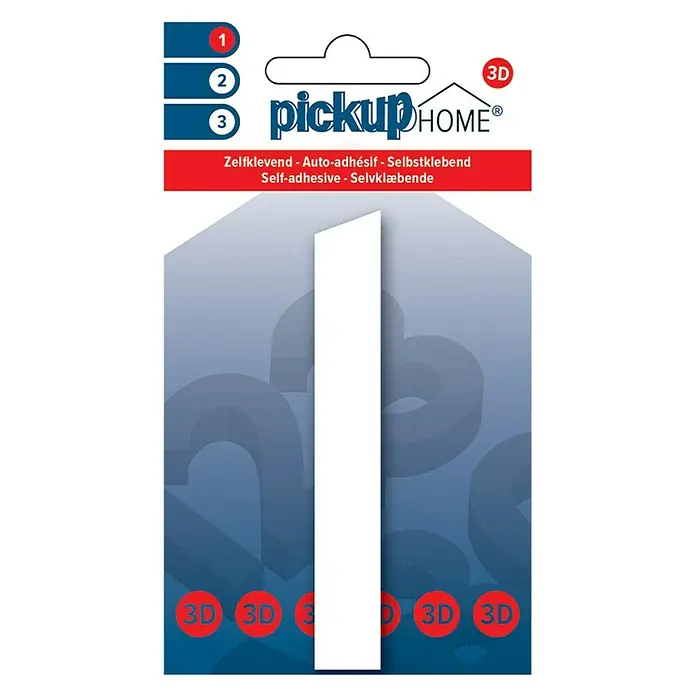 Pickup 3D Home Número - Altura: 10 cm, Plástico, Motivo: 1 - Imagen del número de casa "1" 3D de Pickup HOME, autoadhesivo, ideal para marcar casas y buzones.