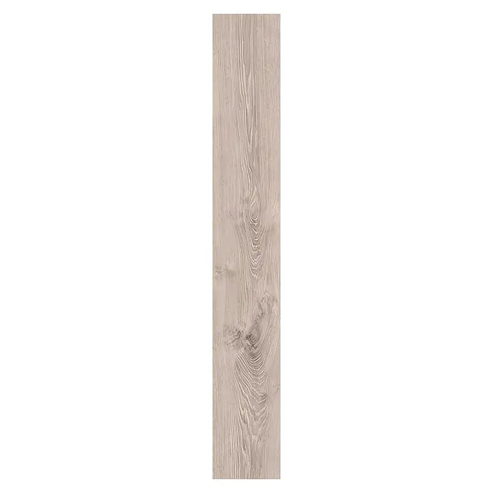 Krono Original Laminat Long Plank 8 - Aged Montanara Oak, Landhausdiele, 2.003 x 245 x 8 mm - Helle Holzdiele mit ausgeprägter Maserung und einem markanten Ast, ideal für Bodenbeläge oder Wandpaneele.