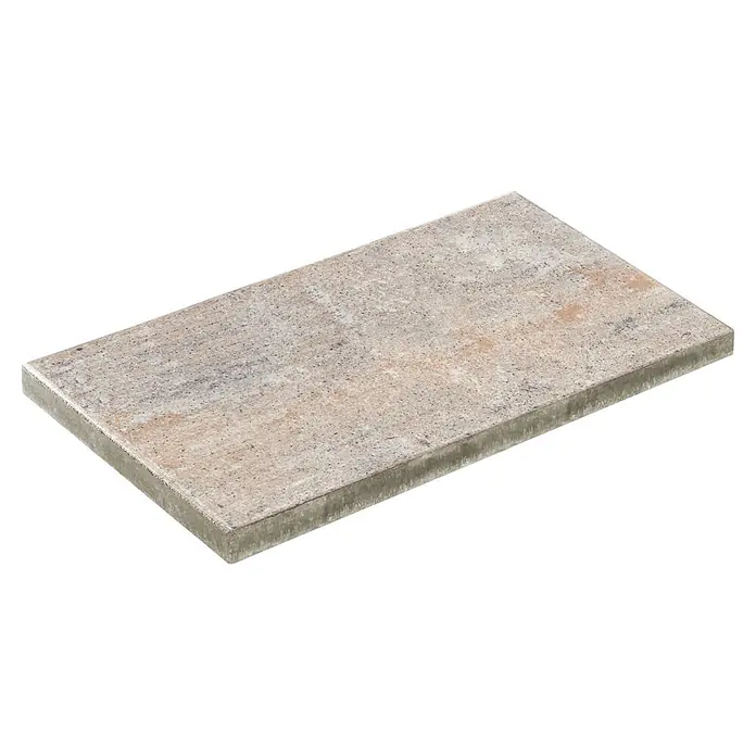 Diephaus Terrassenplattenmuster Dover - Muschelkalk - Rechteckige Pflasterplatte in Hellgrau-Beige mit melierter, strukturierter Oberfläche, für den Außenbereich geeignet.