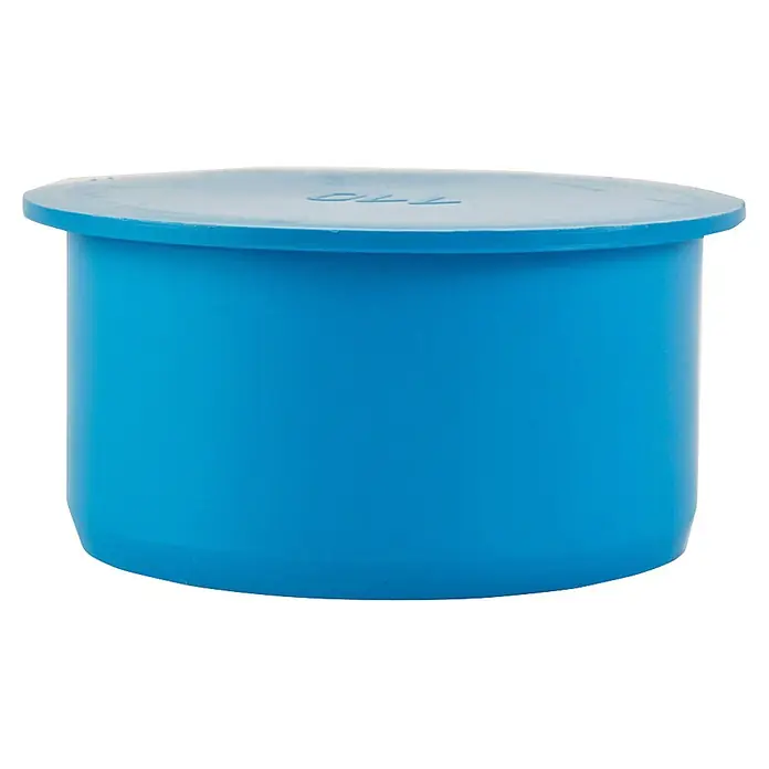 KG Muffenstopfen - Nennweite: 110 mm, PP‑MD, Polypropylen - Blaue Kunststoff-Endkappe zum Verschließen von Rohren.
