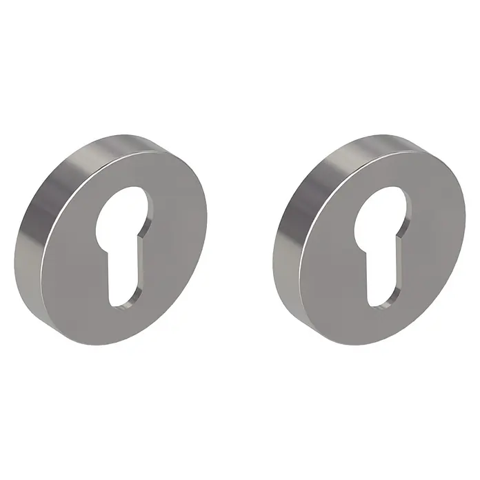 Diamond Doors Schlüsselschild - Profilzylinder, Samtgrau - Zwei silbergraue Schlüsselloch-Rosetten aus Metall.