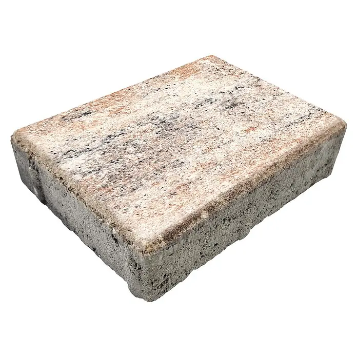 Diephaus Pflastersteinmuster Pomona - Muschelkalk - Rechteckiger Pflasterstein mit gesprenkelter hellgrauer und beiger Oberfläche in Natursteinoptik für den Außenbereich.