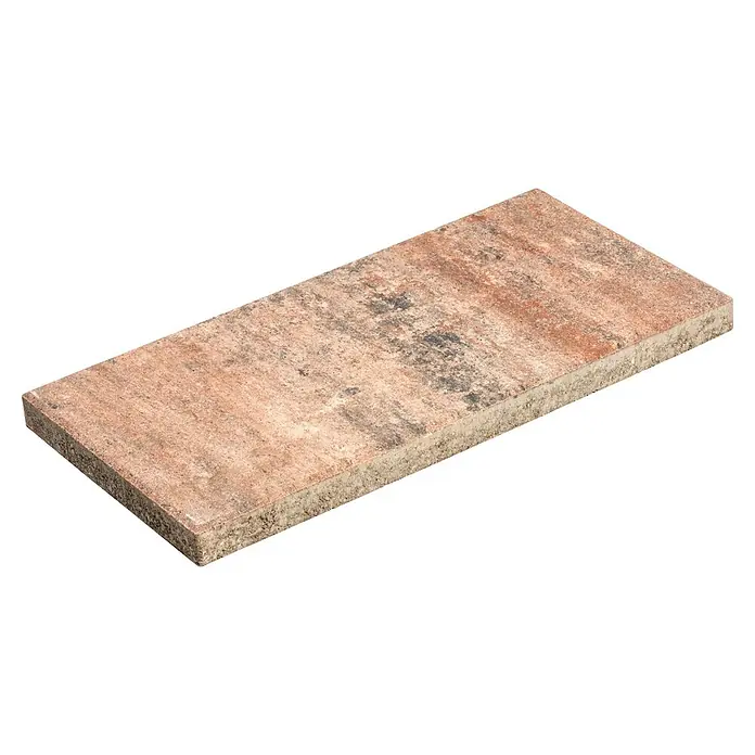 Diephaus Terrassenplattenmuster Vallejo - Muschelbeige - Rechteckiger Pflasterstein mit gesprenkelter brauner, beiger und grauer Textur für den Außenbereich.