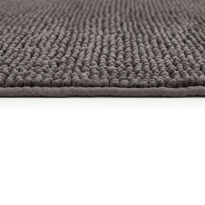Badteppich Zottel - 50 x 80 cm, Anthrazit, 100% Polyester - Graue, strukturierte Badematte mit einer schlaufenförmigen, zotteligen Oberfläche.