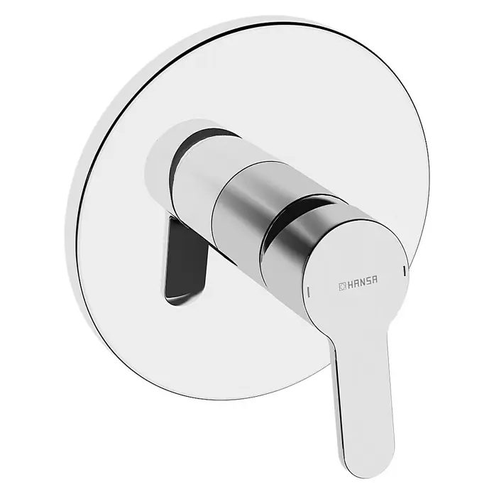 Hansa Primo UP-Brausearmatur - Chrom, Glänzend - Nahaufnahme einer glänzenden Hansa Armatur mit Hebel zur präzisen Steuerung von Wassermenge und Temperatur im Badezimmer.