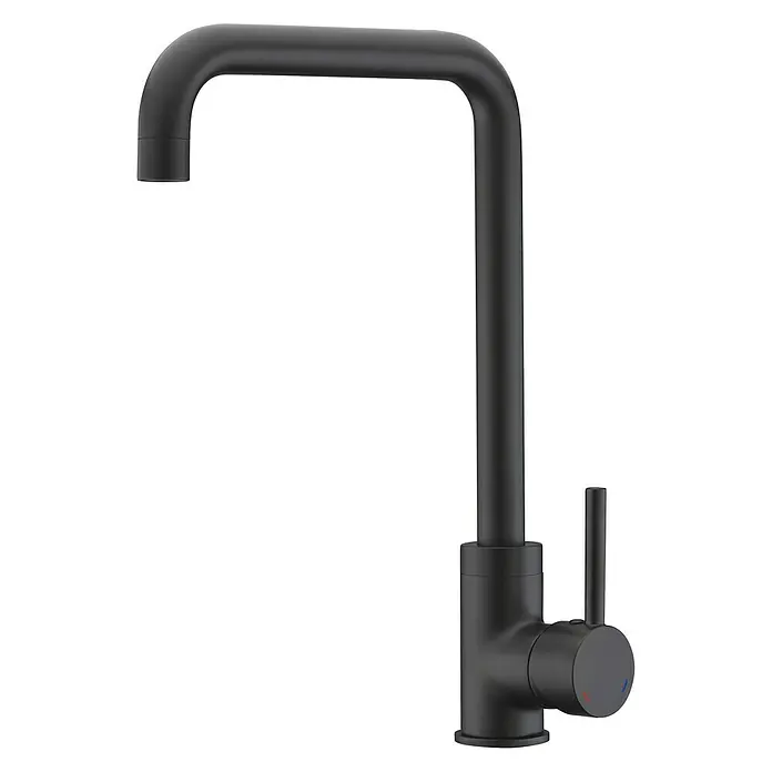 Rousseau Grifo de cocina Soto - Negro - Imagen de un grifo de cocina negro con caño rectangular y mezclador monomando.