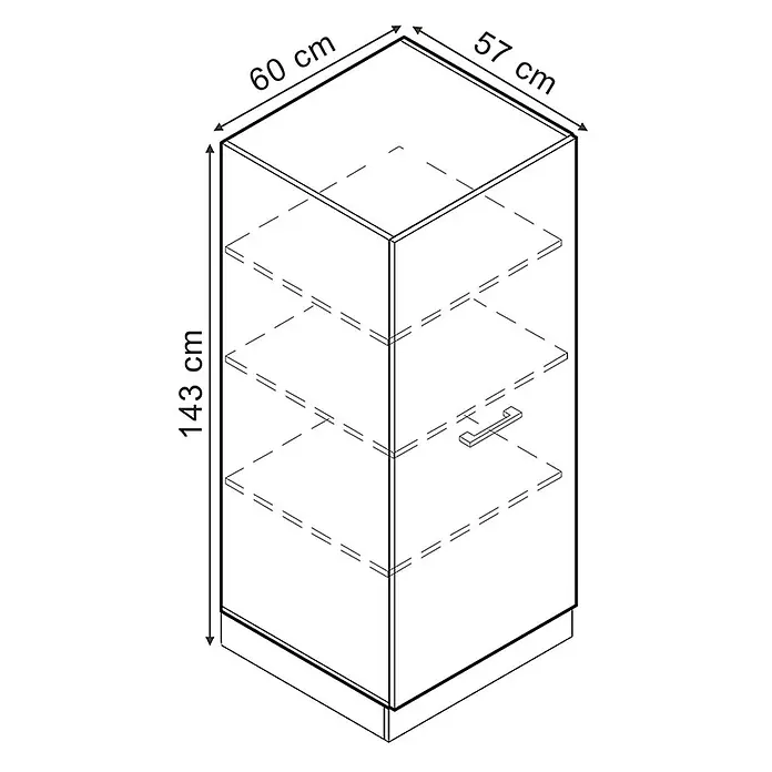 Vicco Vorratsschrank R-Line, Schwarz Beton, 60 cm -  - Schrank mit Ablagen und Griff, Maße 60x57x143 cm.