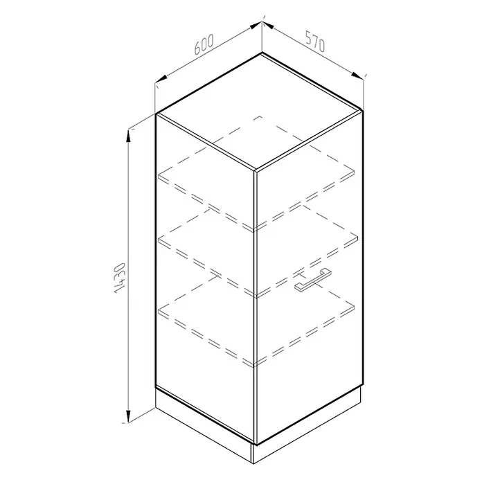Vicco Schrankküche R-Line Weiß Hochglanz - Weiß Hochglanz, Vorratsschrank 60 cm - Hoher Schrank mit verstellbaren Einlegeböden, Türgriff und Sockel, Maße 1430H x 600B x 570T mm.