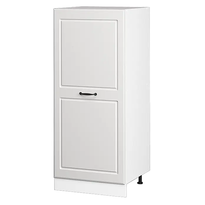 Vicco Schrankküche R-Line Weiß Landhaus - Weiß Landhaus, Vorratsschrank 60cm - Weißer Küchenunterschrank mit Rahmentür, schwarzem Griff, Sockel und verstellbaren Füßen.