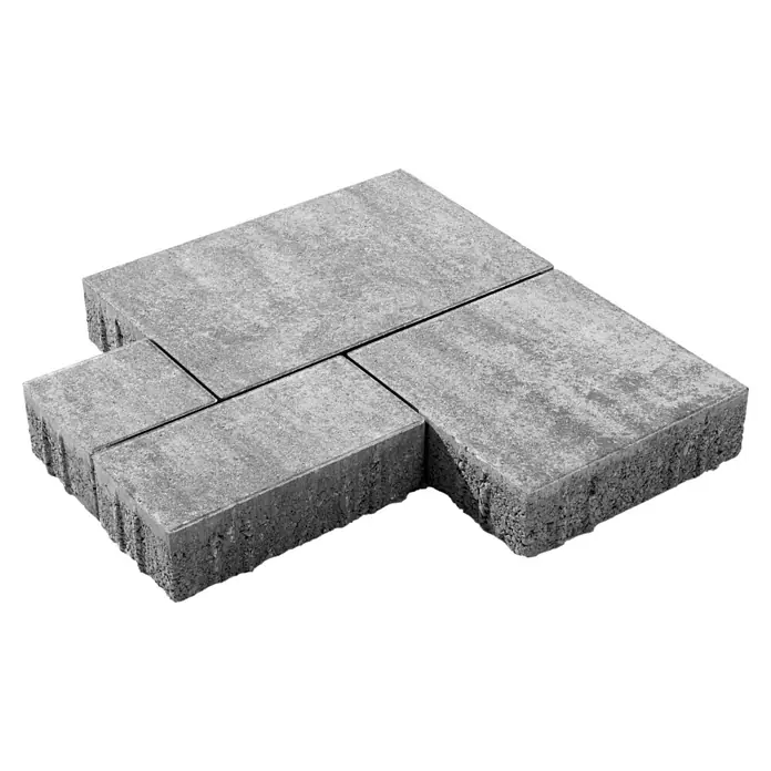 Diephaus Pflastersteinmuster Virginia - Weiß-Schwarz - Mehrere graue Betonpflastersteine mit gesprenkelter Oberfläche.