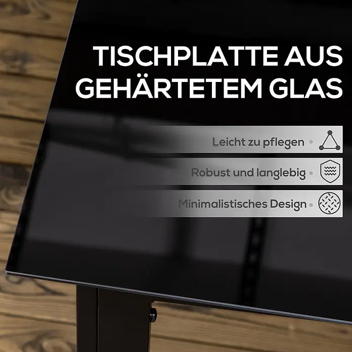 Outsunny Gartentisch - L x B x H: 150 x 90 x 74 cm, Aluminium, gehärtetes Glas, Rechteckig, Schwarz - Schwarze Tischplatte aus gehärtetem Glas, leicht zu pflegen, robust, langlebig und minimalistisches Design.