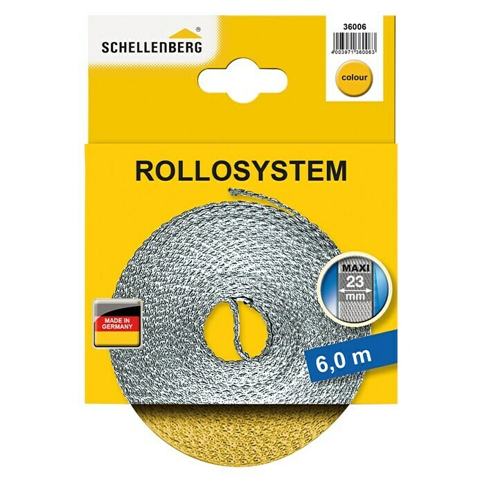 Schellenberg Rollladengurt (Gelb, Länge: 6 m, Gurtbreite: 23 mm)