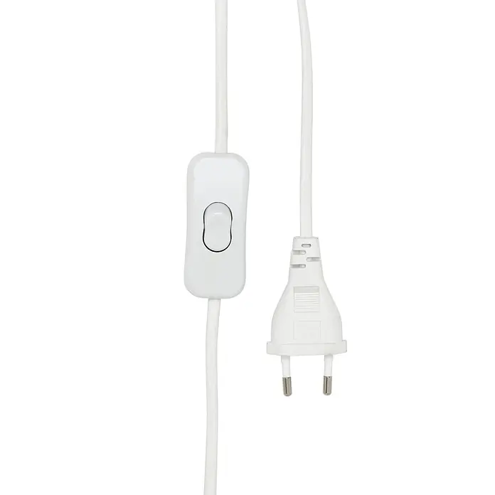 PR Home Tischleuchte Nell - 25 W, E27 - Weißes Stromkabel mit Ein-/Ausschalter und zweipoligem Eurostecker.