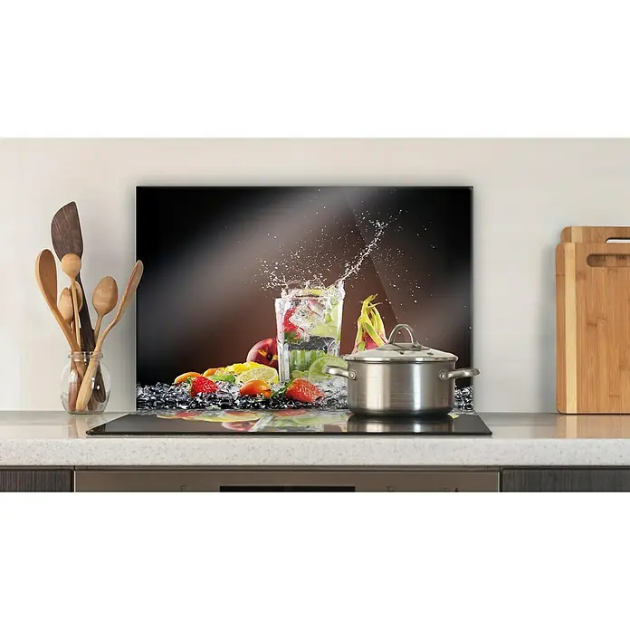 CUCINE Küchenrückwand - Cocktail Splash, 60 x 40 cm, Stärke: 6 mm, Einscheibensicherheitsglas (ESG) - Die Küchenrückwand mit dem Motiv von frischen Früchten und spritzendem Wasser bringt einen frischen Touch in Ihre Küche.