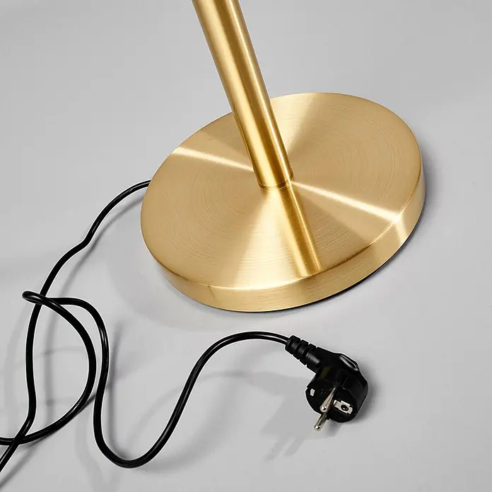 Lindby LED-Deckenfluter Elaina - Höhe: 182,5 cm, messing / gold - Goldener Lampenfuß mit schwarzem Netzkabel und Eurostecker.