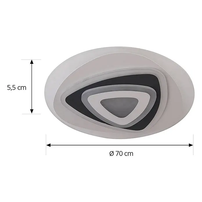 Lindby Deckenleuchte Rebeka - L x B x H: 70 x 70 x 5,5 cm, weiß / opal - Geschichtete LED-Deckenleuchte in Weiß, Grau, Schwarz, Ø 70 cm, 5,5 cm hoch.