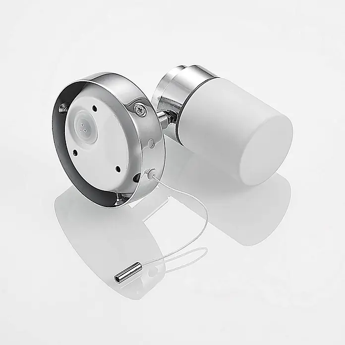 Lindby Wandleuchte Alimari - L x B x H: 12,3 x 9 x 10,6 cm, chrom / silber, G9 - Chrom-Wandleuchte mit mattiertem Glasschirm und Zugschalter, inklusive integriertem Sensor.