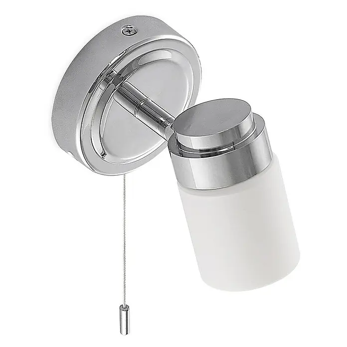 Lindby Wandleuchte Alimari - L x B x H: 12,3 x 9 x 10,6 cm, chrom / silber, G9 - Wandstrahler aus Chrom mit verstellbarem Kopf und mattweißem Glasschirm, inklusive Zugschalter.