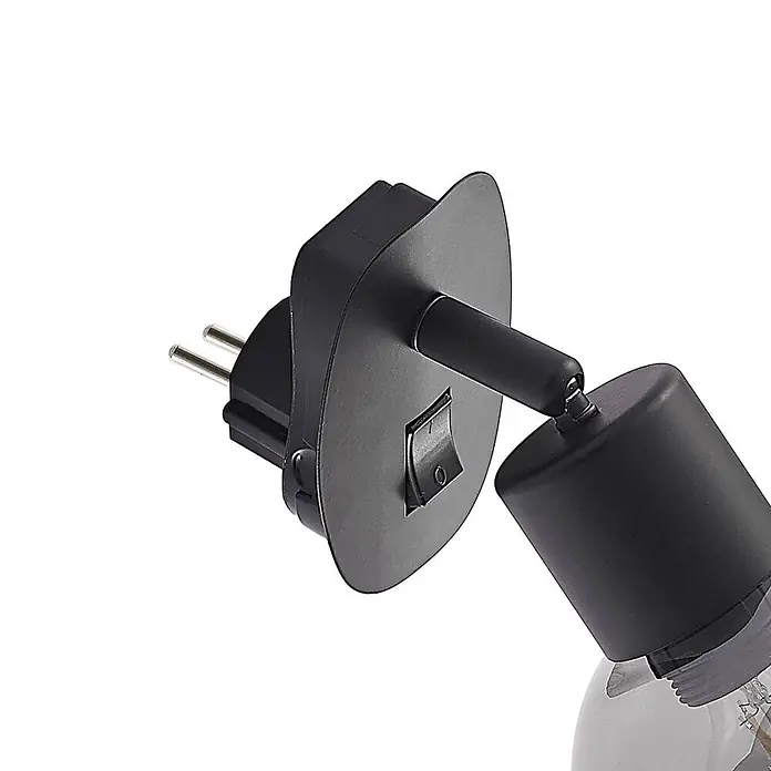 Lindby Wandleuchte Lioma - L x B x H: 18,5 x 9 x 14,5 cm, schwarz, schwarz, E14 - Schwarzer Steckdosen-Strahler mit integriertem Schalter und verstellbarem Kopf.