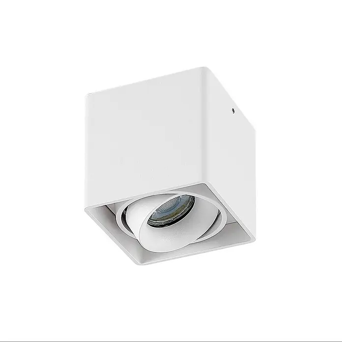 Arcchio Deckenleuchte Kubika - weiß / opal, GU10 - Weißer quadratischer Aufbau-Deckenstrahler mit verstellbarem Innenstrahler.