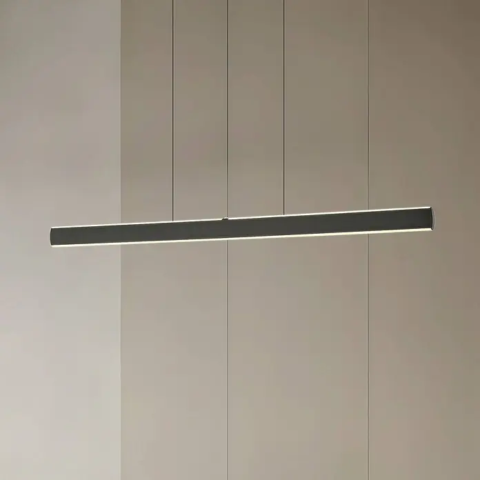 Lucande Pendelleuchte Arvon - L x B x H: 116,6 x 1,9 x 5,5 cm, schwarz, Schwarz - Dunkle lineare Pendelleuchte mit integrierter LED-Beleuchtung, von der Decke abgehängt.