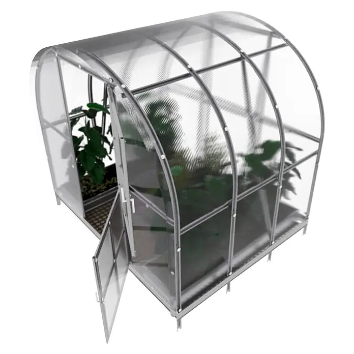 Klasika Greenhouses Gewächshaus Arch Klasika - Außenmaß inkl. Dachüberstand (B x T): 300 x 200 cm, Material Seitenwand: Kunststoff, 6 mm, Silbergrau - Kompaktes Gewächshaus mit klaren, gewölbten Paneelen und silbernem Rahmen, schützt Pflanzen.