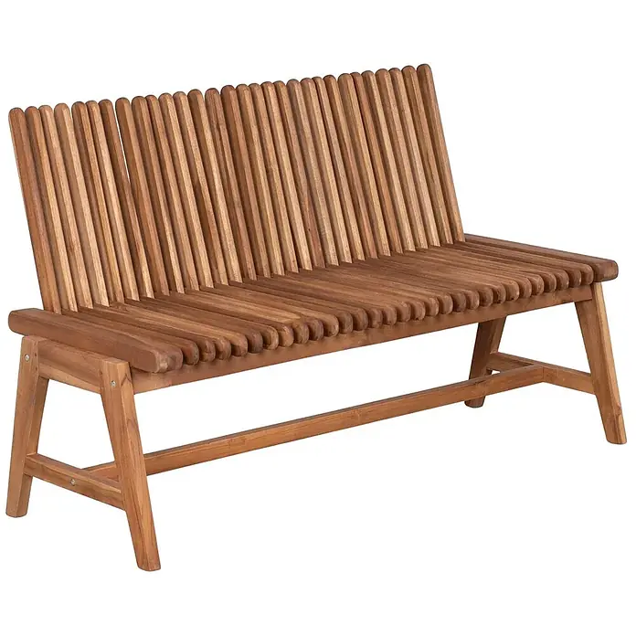 Bene Living Gartenbank Leeds - Teakholz, braun, Klappbar - Gartenbank aus Holz mit Lattenrost-Design und natürlicher Holzoberfläche.