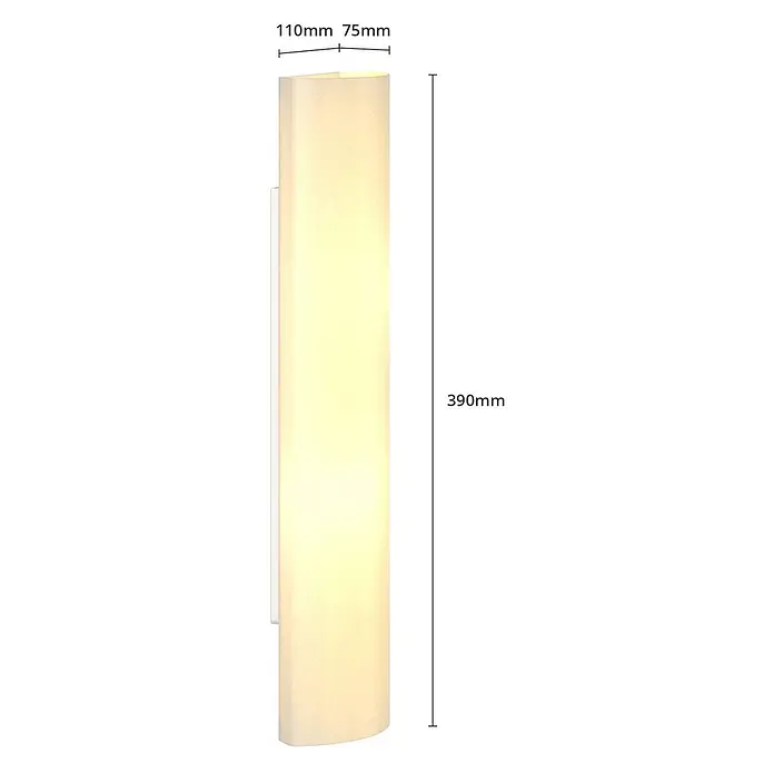 Lindby Wandleuchte Ophelia - L x B x H: 10,1 x 11 x 39 cm, weiß / opal, weiß / opal, E14 - Längliche Wandleuchte, 390mm hoch, mit transluzentem, cremeweißem Schirm, sanft leuchtend.