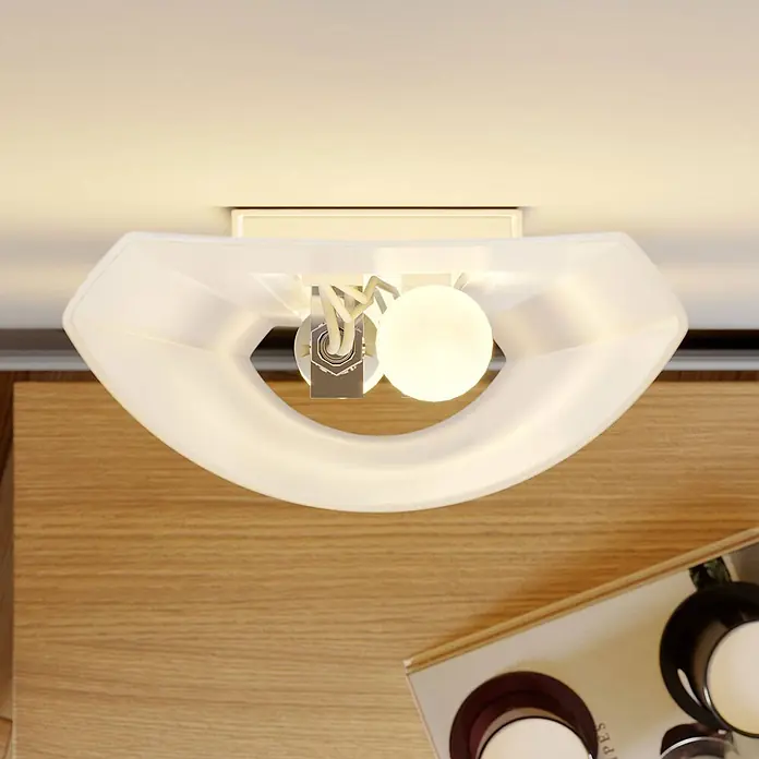 Lindby Wandleuchte Ophelia - L x B x H: 10,1 x 11 x 39 cm, weiß / opal, weiß / opal, E14 - Moderne Decken-/Wandleuchte mit mattweißem, gewölbtem Diffusor, Metallbasis und zwei sichtbaren Lichtquellen.