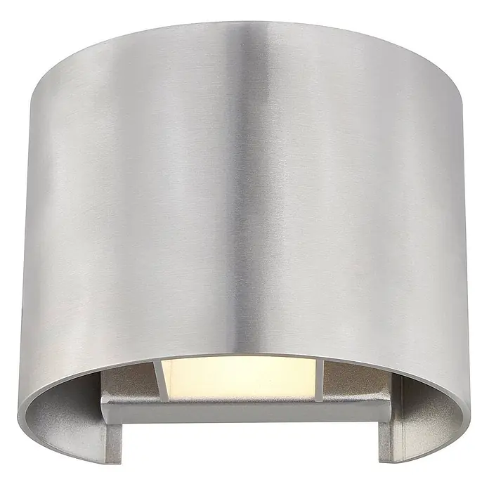 Arcchio Wandleuchte Zuzana - alu / grau / zink, G9 - Gebürstete silberne, gekrümmte LED-Wandleuchte mit warmweißem Licht nach unten.
