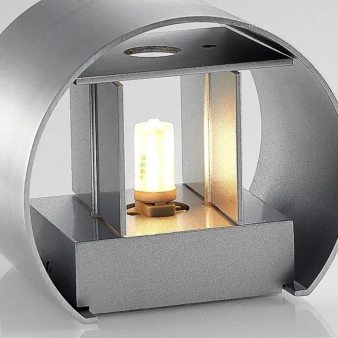 Arcchio Wandleuchte Zuzana - alu / grau / zink, G9 - Moderne, graue Metall-Außenleuchte mit integriertem LED-Leuchtmittel, strahlt warmes Licht aus.