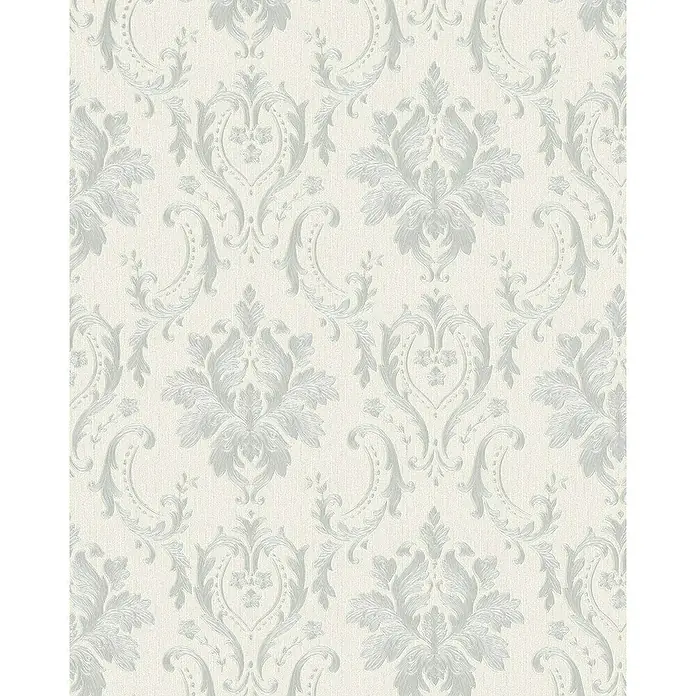 Marburg Home Classic Belvedere Vliestapete Damastmotiv I - Grau/Rosa, Ornament, 10,05 x 0,53 m - Elegante Tapete mit floralem Damastmuster in Grau und Weiß, ideal für ein stilvolles Interieur.