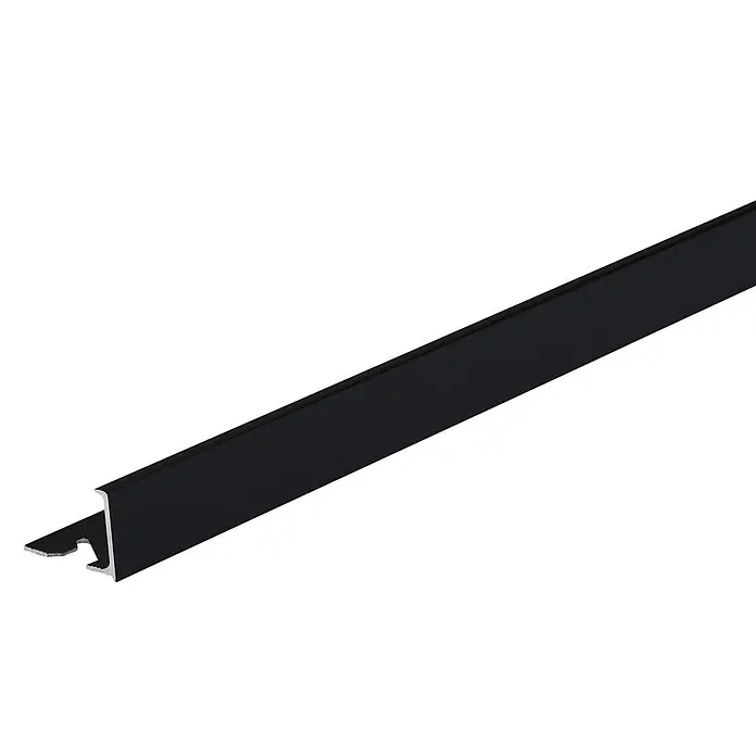 Fliesenprofil Winkel - L x H: 2.500 x 8 mm, Schwarz, Aluminium, Matt - Schwarzes Aluminium T-Profil Übergangsschiene für Bodenbeläge.