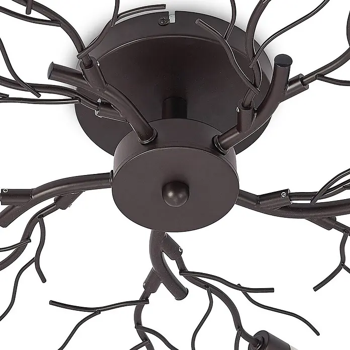 Lindby Deckenleuchte Bigna - L x B x H: 68 x 68 x 12,5 cm, braun / rost, G9 - Deckenleuchte aus dunkelbraunem Metall mit einem detailreichen, astähnlichen Design.