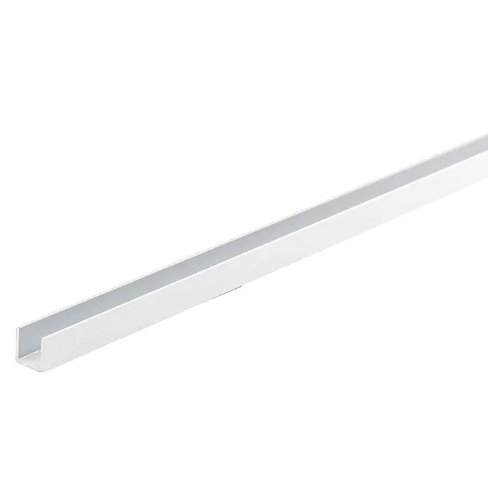 Fliesenprofil U-Form - 1.000 x 10 mm, Weiß, Aluminium, Glänzend - Weißes U-Profil.