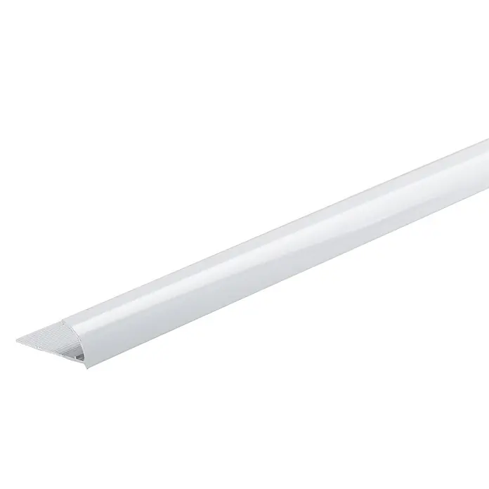 Fliesenprofil Viertelkreis - L x H: 1.000 x 10 mm, Weiß, Aluminium, Glänzend - Weißes lineares LED-Profil mit geriffeltem Ende, für LED-Streifen.