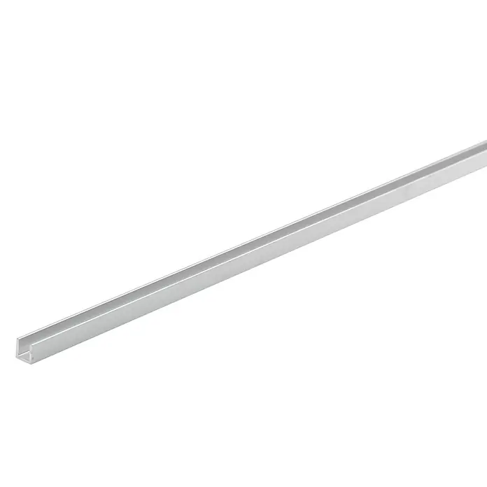Fliesenprofil U-Form - 1.000 x 8 mm, Silber, Aluminium, Matt - Silbernes, metallisches U-Profil für Bau- oder Montageanwendungen.