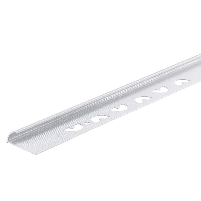 Fliesenprofil Viertelkreis - L x H: 1.000 x 10 mm, Weiß, Aluminium, Glänzend - Weißes perforiertes Eckprofil für Bau- und Ausbauarbeiten.