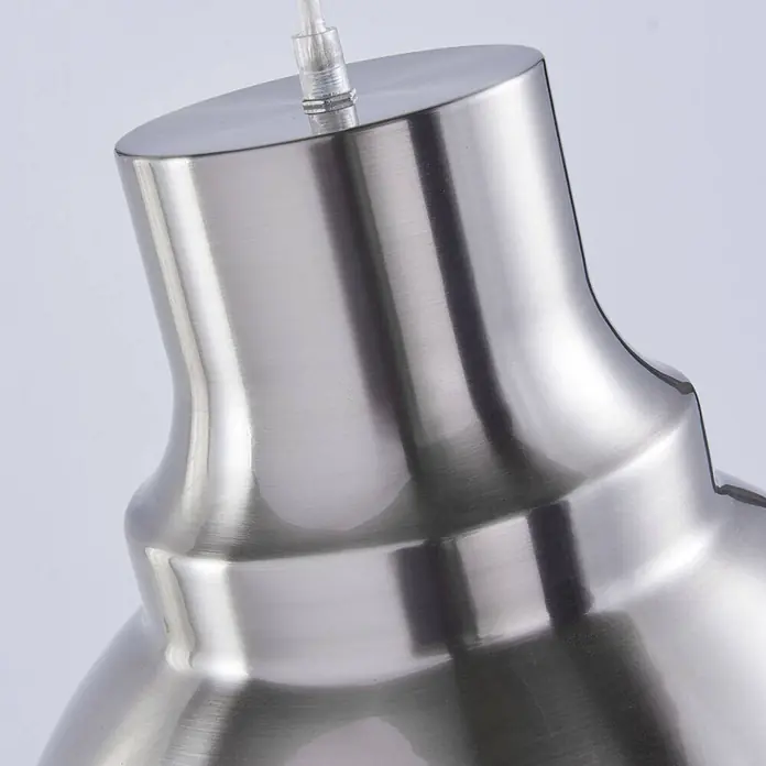 Lindby Pendelleuchte Letty - alu / grau / zink, nickel satiniert, gefrostet, E27 - Gebürstetes Edelstahl-Pendelleuchten-Bauteil mit Kabelanschluss.
