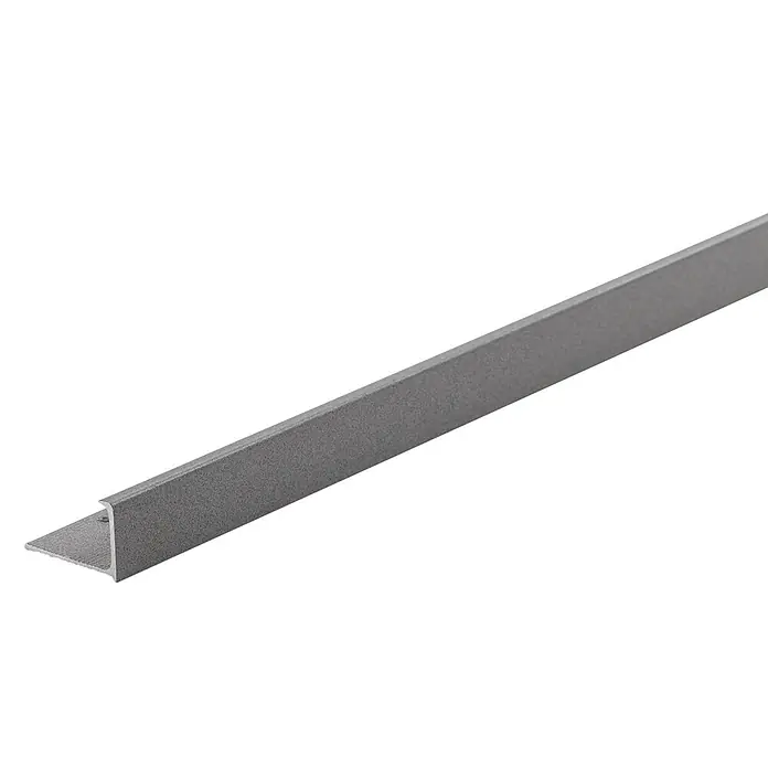 Fliesenprofil - L x H: 2.500 x 10 mm, Grau, Aluminium, Matt - Silbernes Metall-U-Profil für Kanten oder Übergänge.