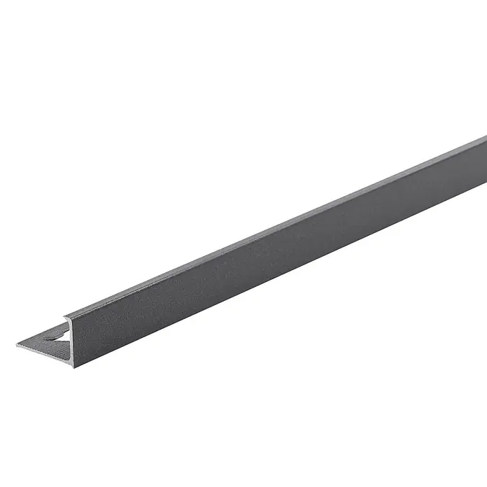 Fliesenprofil Winkel - L x H: 2.500 x 10 mm, Grau, Aluminium, Matt - Dunkelgraues L-förmiges Aluminium-Fliesenprofil für Kanten.
