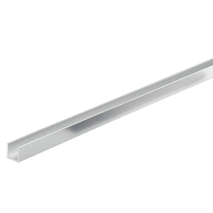 Fliesenprofil U-Form - 1.000 x 10 mm, Silber, Aluminium, Glänzend - Silbernes Aluminium-U-Profil.