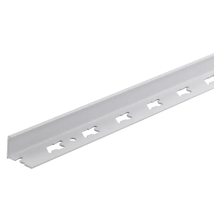 Fliesenprofil Winkel - L x H: 2.500 x 10 mm, Weiß, Aluminium, Matt - Weißes L-förmiges Eckschutzprofil mit Perforation.