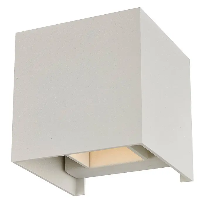 Arcchio Wandleuchte Zuzana - weiß / opal, G9 - Weißes, rechteckiges Außenwandlicht, modernes Design, strahlt warmes Licht nach unten ab.
