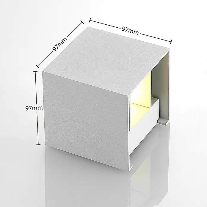 Arcchio Wandleuchte Zuzana - weiß / opal, G9 - Hellgraue 97mm quadratische LED-Wandleuchte, die warmes Auf- und Ablicht wirft.